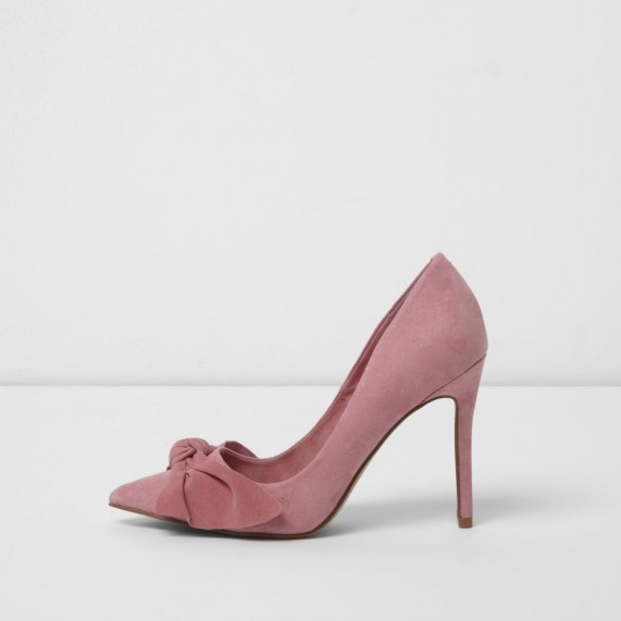 river island pink bow court shoes