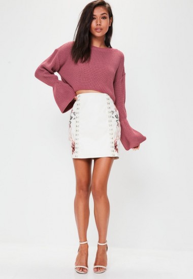 Missguided pink flared sleeve knitted cropped jumper ~ knitwear