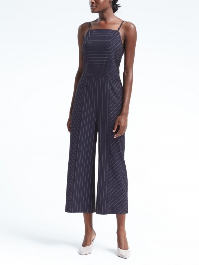 Banana Republic Pinstripe High-Neck Crop Jumpsuit