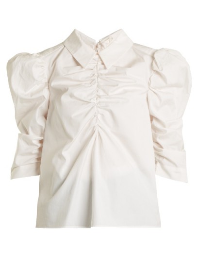 ISA ARFEN Point-collar gathered cotton top