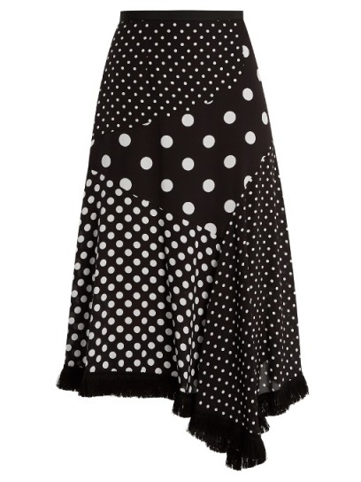 ANDREW GN Polka-dot print asymmetric silk skirt