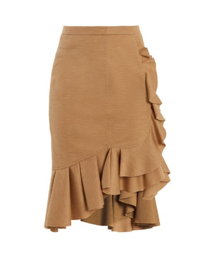 GIVENCHY Ruffled-trimmed wool skirt ~ ruffle skirts