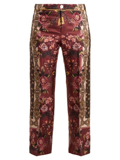 F.R.S – FOR RESTLESS SLEEPERS Russian Foulard-print silk-twill pyjama bottoms ~ silky burgundy pants