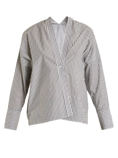 NILI LOTAN Sabine V-neck striped shirt