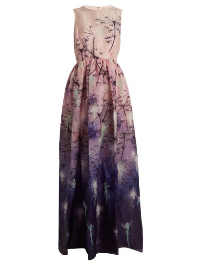 MARY KATRANTZOU Shaw sleeveless fairy-print silk gown