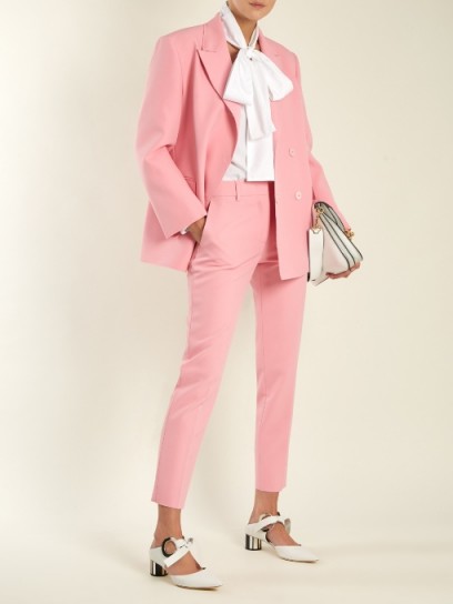 MSGM Slim-leg cropped crepe trousers ~ bubblegum pink pants