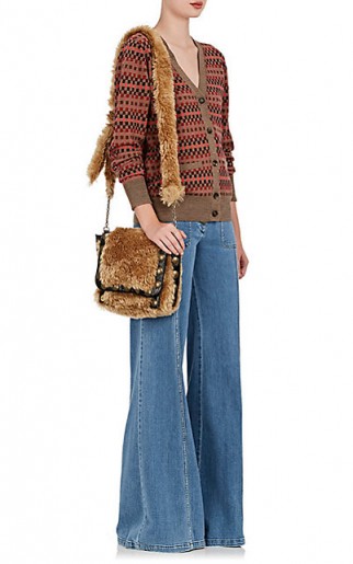 SONIA RYKIEL Faux-Fur Shoulder Bag ~ 70s style bags ~ vintage look handbags