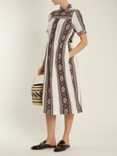 SEA Sonia striped-paisley print silk dress