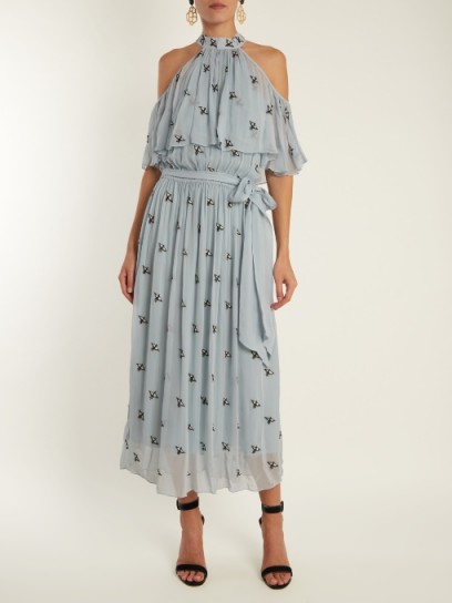 TEMPERLEY LONDON Starling-embellished cold-shoulder chiffon dress