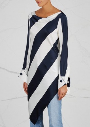 MONSE Striped asymmetric silk satin top