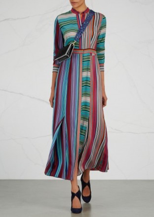 DIANE VON FURSTENBERG Striped silk midi shirt dress