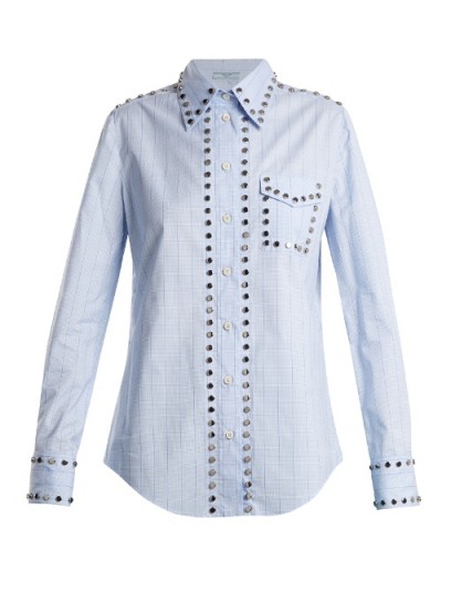 PRADA Stud-trimmed checked cotton shirt ~ shirts with style