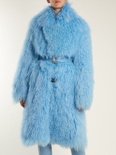 SAKS POTTS Tibetan-shearling coat ~ fluffy baby-blue winter coats