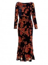 SALONI Tina boat-neck floral devoré dress ~ velvet evening dresses