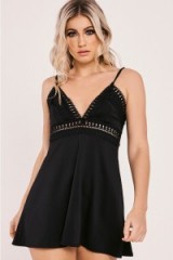 IN THE STYLE TORIAN BLACK LACE TRIM PLUNGE DRESS