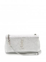 SAINT LAURENT Toy West Hollywood leather cross-body bag ~ small silver metallic crossbody bags