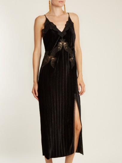 JONATHAN SIMKHAI V-neck lace-trimmed velvet dress