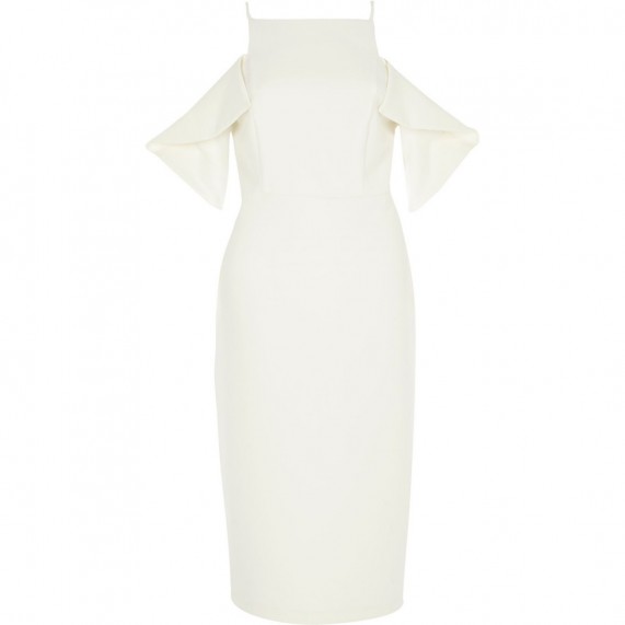 river island white cold shoulder bodycon dress ~ party dresses