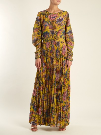 ETRO Ying Yang floral-print pleated chiffon gown