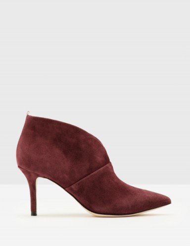 BODEN ALEXA HEELED BOOTS / oxblood booties / dark red suede