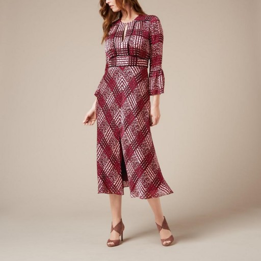 L.K. BENNETT ALYS RUBY SILK DRESS ~ red check print dresses