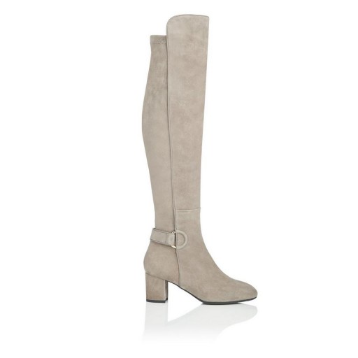 L.K. BENNETT AMBA SILVER BIRCH STRETCH SUEDE KNEE BOOTS