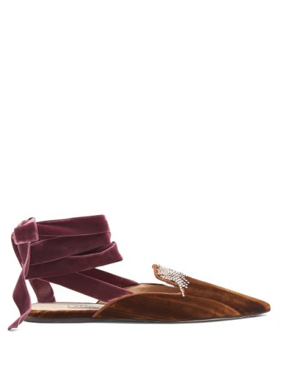 ATTICO Anne crystal-embellished velvet backless loafers | luxe flats