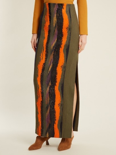 CARL KAPP Aquarella wave-embroidered twill maxi skirt