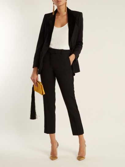 RACIL Aries contrast-stripe slim-leg wool trousers ~ black tailored cropped leg pants