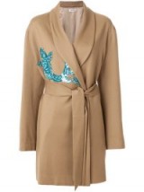 ATTICO belted wrap coat with sequin appliqué / shiny embellished coats