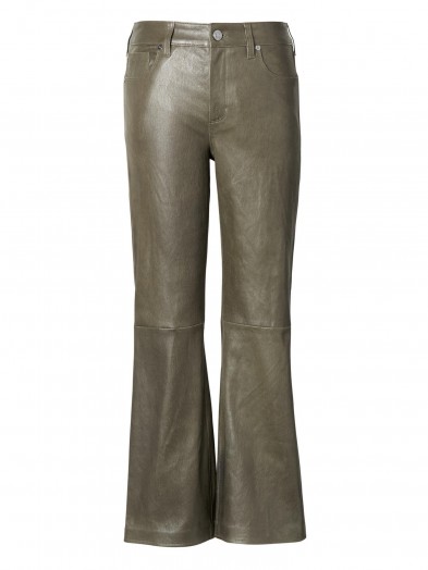 Banana Republic x Olivia Palermo Leather Crop Flare Pant ~ olive flared trousers