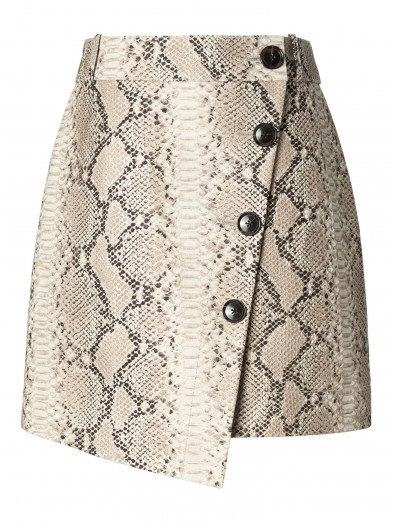 Banana Republic x Olivia Palermo Snake-Effect Italian Leather Button-Wrap Skirt ~ asymmetric skirts