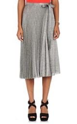 BARNEYS NEW YORK Silk-Blend Lamé Wrap Midi-Skirt | metallic silver pleated skirts