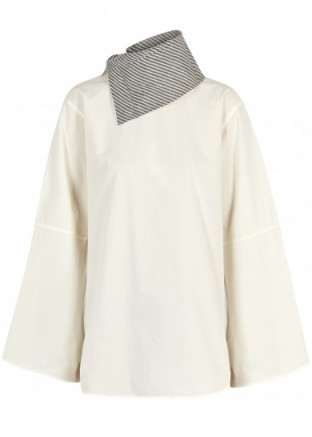 ACNE STUDIOS Bep ivory cotton poplin shirt ~ contemporary style high neck shirts
