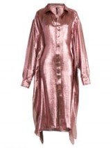 PAULA KNORR Big long-sleeved silk-blend lamé shirt / pink metallic shirts / shiny dresses