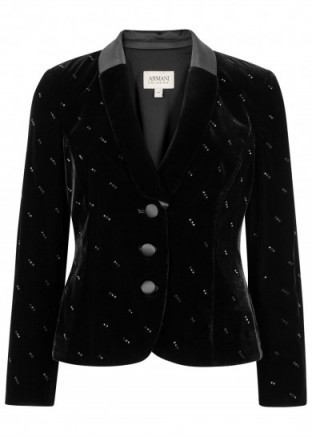 ARMANI COLLEZIONI Black embellished velvet blazer