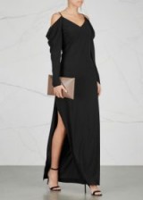 HALSTON HERITAGE Black open-shoulder gown ~ chic evening gowns