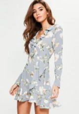 Missguided blue floral ruffle tea dress / ruffled dresses