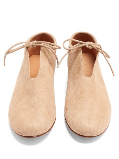 MARTINIANO Bootie tie-front suede flats ~ casual luxe