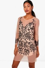 boohoo Boutique Lois Embroidered Mesh Bodycon Dress – sheer going out dresses