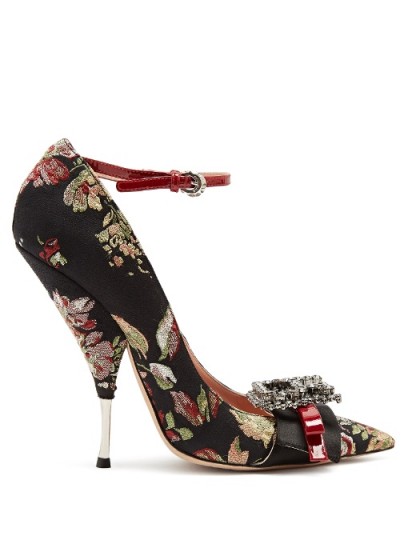 ROCHAS Bow-embellished floral-jacquard pumps ~ style statement shoes