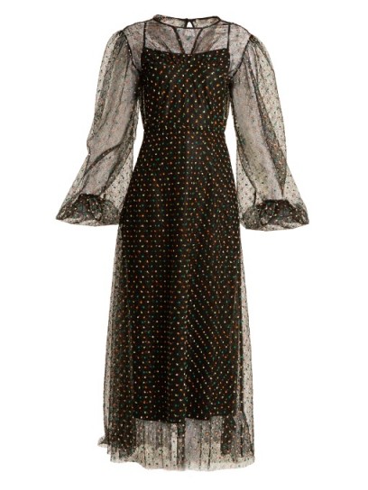 EMILIA WICKSTEAD Camelita embroidered abstract-lace dress ~ sheer overlay dresses