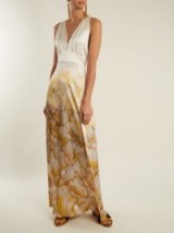 ADRIANA IGLESIAS Camille floral-print halterneck stretch-silk gown ~ luxe halter gowns ~ elegance and style