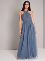 CHI CHI ALESSIA DRESS ~ blue tulle maxi dresses