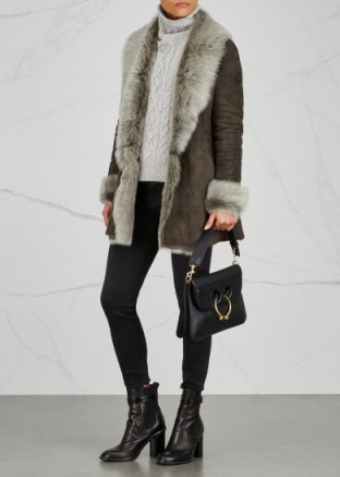 DOM GOOR Chocolate brown shearling coat ~ fur coats