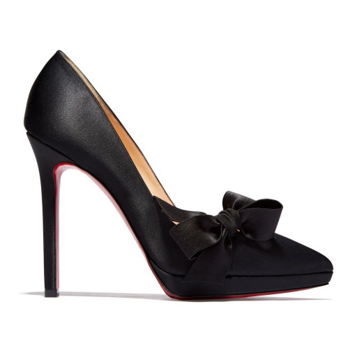 Christian Louboutin x goop BOW T SATIN HEEL ~ chic black courts ~ elegant high heels