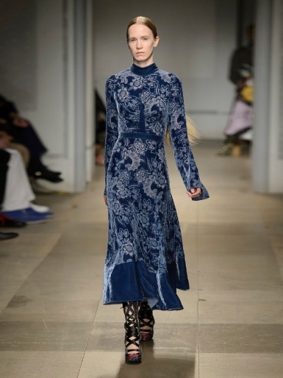 ERDEM Christina high-neck velvet-devoré dress ~ luxe blue dresses