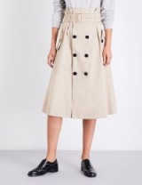 CLAUDIE PIERLOT A-line cotton-twill skirt | beige high waist trench style skirts