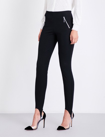 CLAUDIE PIERLOT Stirrup-detailed high-rise skinny jeans | black denim