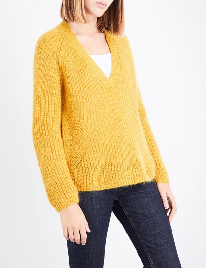 CLAUDIE PIERLOT V-neck knitted jumper | yellow jumpers